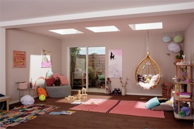 VELUX flat roof extension with 3 rooflights